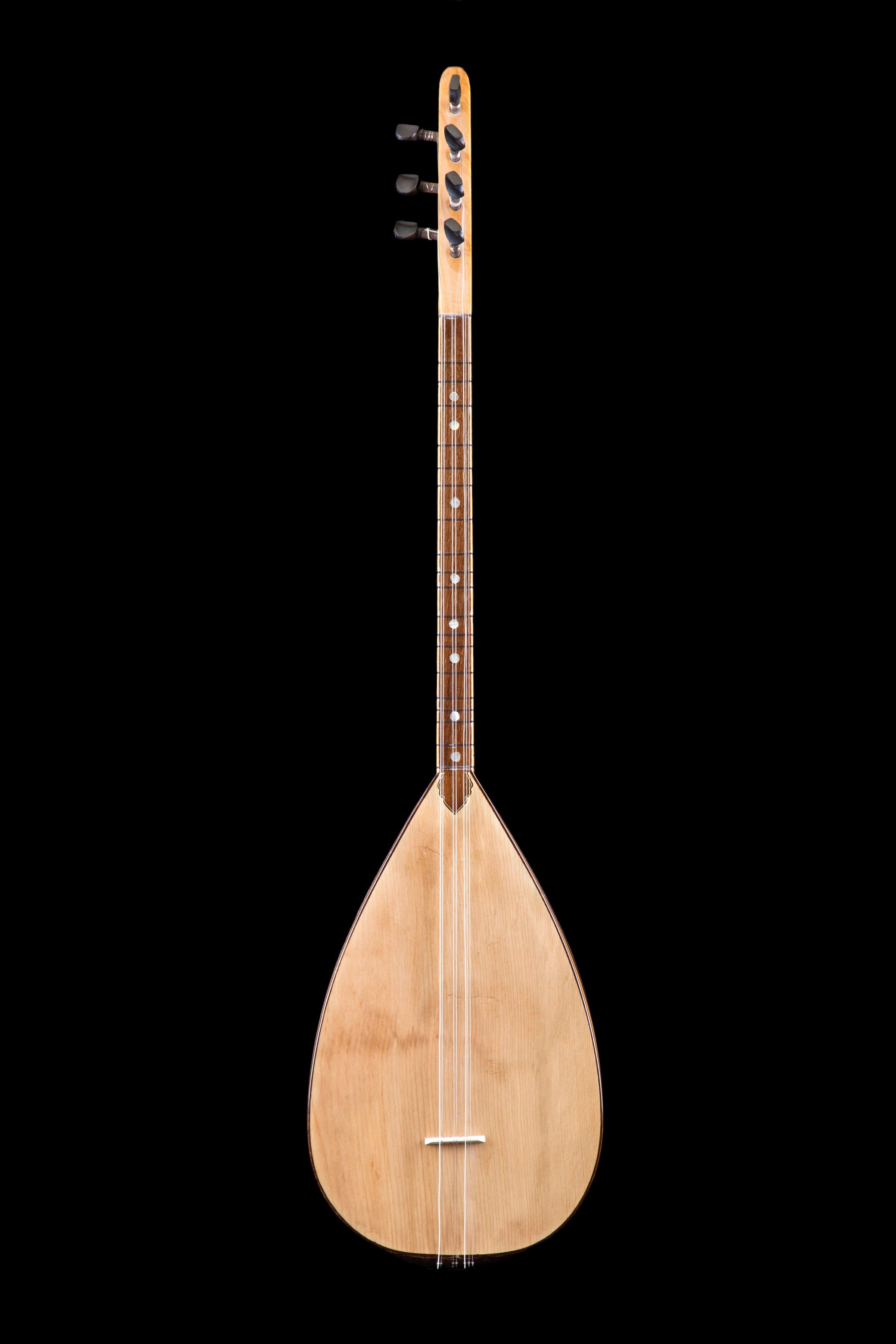 Saz baglama Turkish Music Instrument Isolated on a Black Background